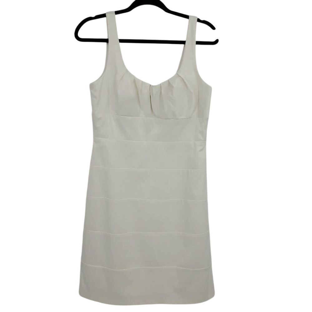 Vtg 90s‎ LWD Satin Dress Sz 10 White Exposed Zipper Bachelorette Bridal Shower